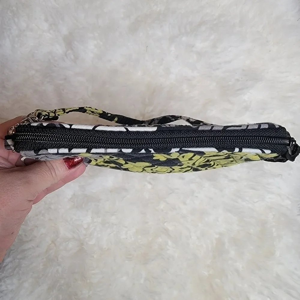 Vera Bradley black & yellow floral small quilted wristlet Handbag